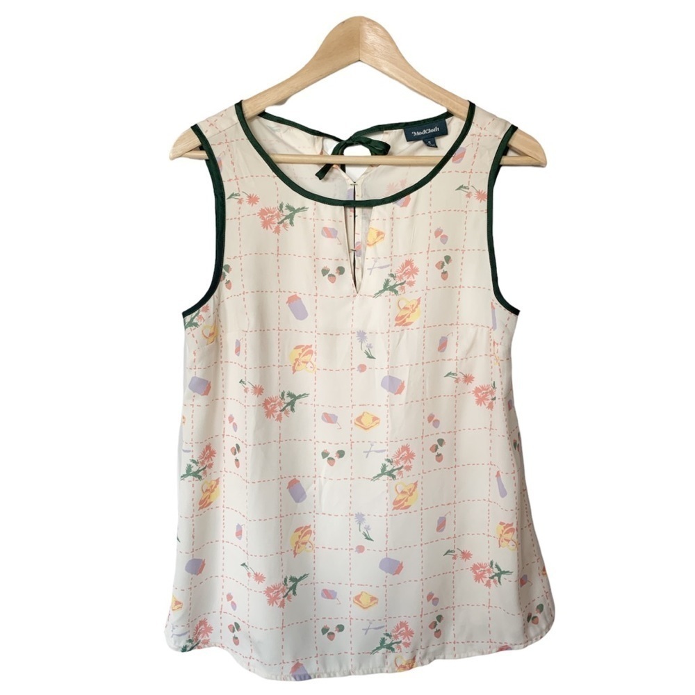 Modcloth Do Right Darling Picnic Sleeveless Top Twee Size Small - Picture 2 of 6